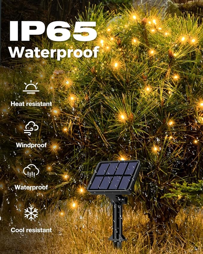3 Pack Solar Fairy Lights for Outside Waterproof, Total 147FT 450 LED Solar String Lights Outdoor 8 Modes Solar Twinkle Lights for Garden Yard Christmas Tree Wedding Party Decor, Warm White