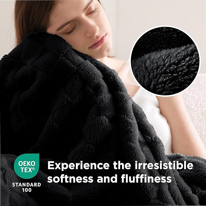 Bedsure GentleSoft Black Throw Blanket for Couch - Super Soft Cozy Blankets Gifts for Women Men Girls, Cute Small Fleece Throws for Bedroom Home Decor, 50x70 Inches