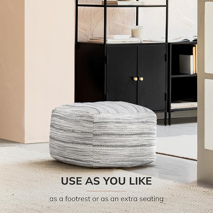 Anji Mountain 22"x22"x16" Handmade & Handcrafted Ottoman Pouf Comfortable Pouf Ottoman Foot Rest & Home Décor Accent for Living Room, Bedroom, Nursery, Kids Room, Patio