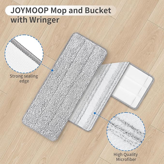 10Pcs Joymoop Mop Replacement Pads, 15 * 4.9'' Universal Mop Pads Mop Head Refills Washable Wet Mop, Compatible with Most 11-14” Size Mops