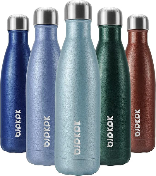 BJPKPK Stainless Steel Water Bottle -17Oz -Double wall Vacuum Insulated Bottle-Magnetite Turquoise