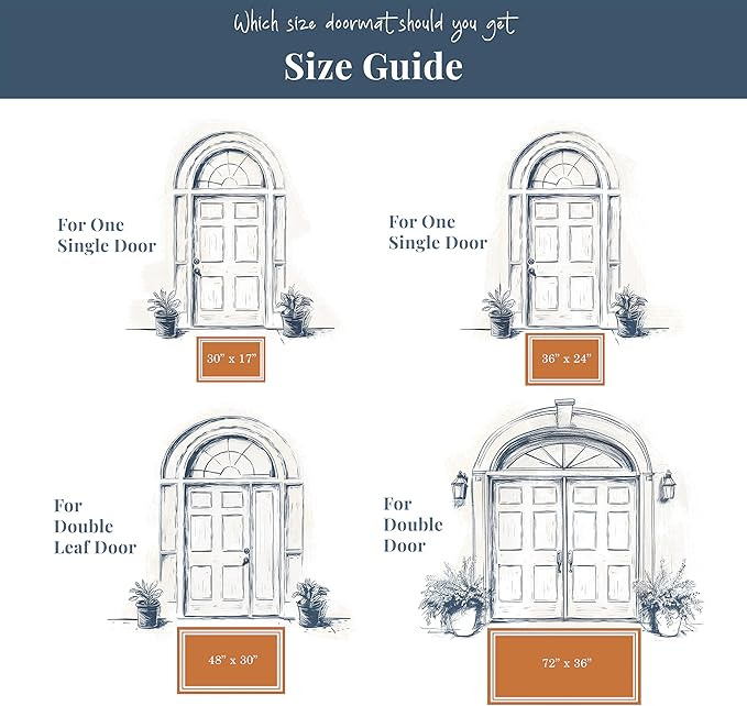 Barnyard Designs Natural Coco Coir Heavy Duty Backing Doormat - Large Cute Non-Slip Front Door Welcome Mat for Outside Entrance or Porch Entry, Brown (24x36, Border)