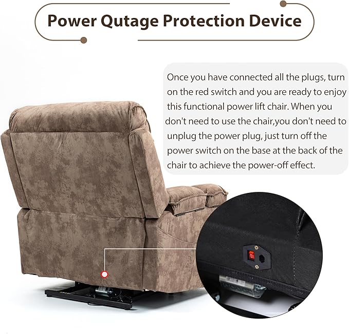 27in Extra Wide Power Lift Recliner Chair for Big Tall with Extended Footrest Heat Massage, Oversized Electric Lift Recliner Chairs for Adults Elderly Seniors, Arm Storage & Cup Holders