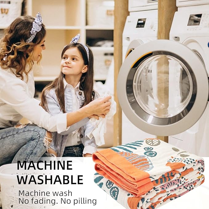 Boho Throw Blanket for Bed - 100% Pure Cotton Ultra Soft Rustic Quilt - Farmhouse Decor Bed Blankets, All Season Rustic Throw for Sofa Couch Chair(80''x 90'', Floral Print 2)