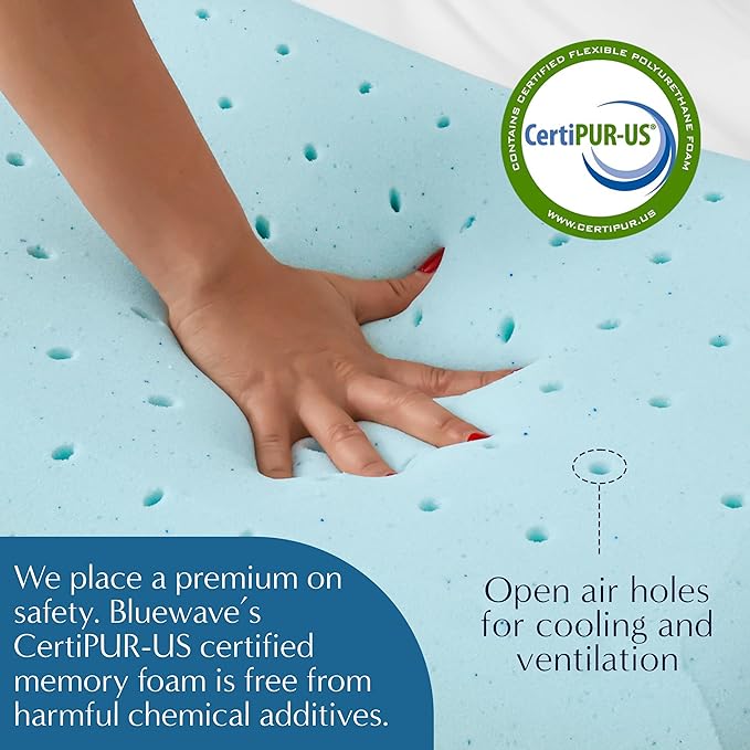 Bluewave Bedding Super Slim Gel Memory Foam Pillow for Stomach and Back Sleepers - Thin, Flat Design for Cervical Neck Alignment and Deeper Sleep (3.25-Inches Height, Standard Size)