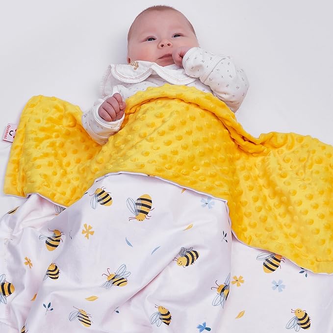 Baby Blanket for Boys Girls Super Soft Blanket,Fluffy WarmLightweight Baby Receiving Blankets,Double Layer with Dotted Backing for Toddler Nursery (Bee, 30 * 40inch)