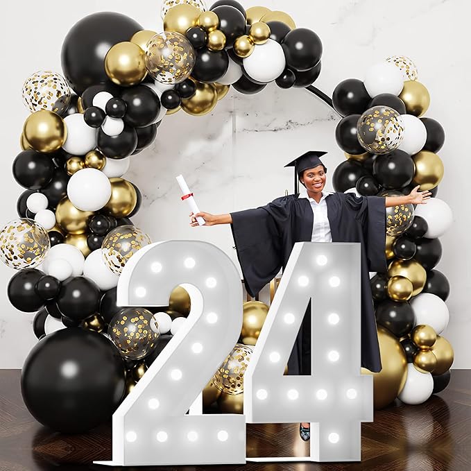 4FT Marquee Light Up Numbers Marquee Numbers 24, Choose Your Color, Including Cool White & Colorful, NO Glue Gun Needed, 2024 Graduation Decorations