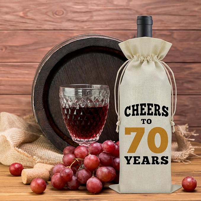 70 Years Old Birthday Gifts for Mom Wine Bag 70th Birthday Gifts for Men Cheers to 70 Years Decorations Wine Bottle Storage Bag 70th Anniversary for Couple Wine Accessories Gifts for Wine Lovers