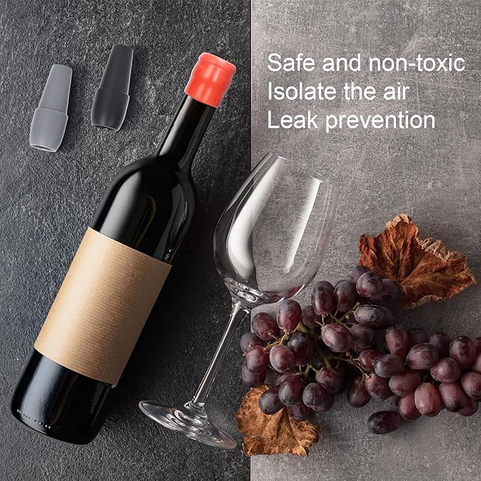 4pcs Silicone Wine Stopper,Reusable Wine Stoppers for Wine Bottles Bottle Stoppers for Champagne Beer Wine Storage