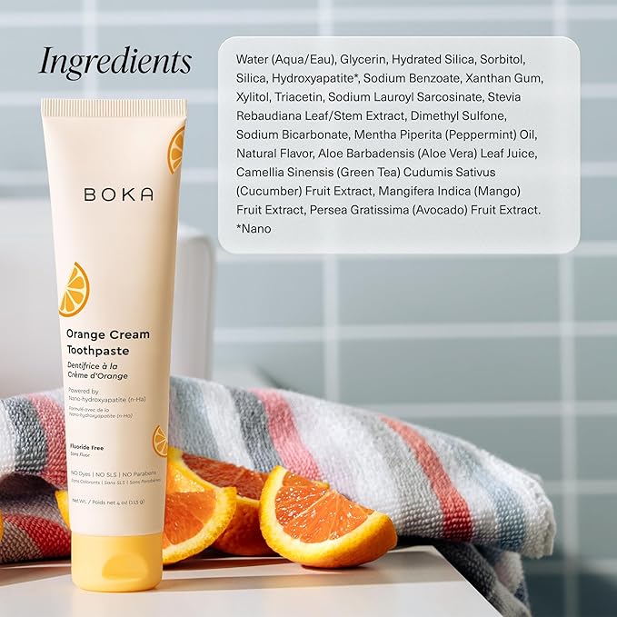 Boka Fluoride Free Toothpaste Nano Hydroxyapatite Toothpaste - Orange Cream Flavor, 4 oz 1Pk US Manufactured