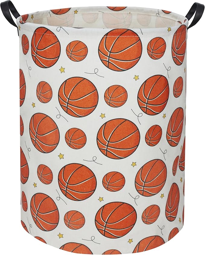 Basketball Kids Laundry Basket Baby Hamper Basketball Toy Storage Bin for Boys Room Decor Baby Nursery Hamper Gift Baskets for Bedroom Bathroom(Basketball)