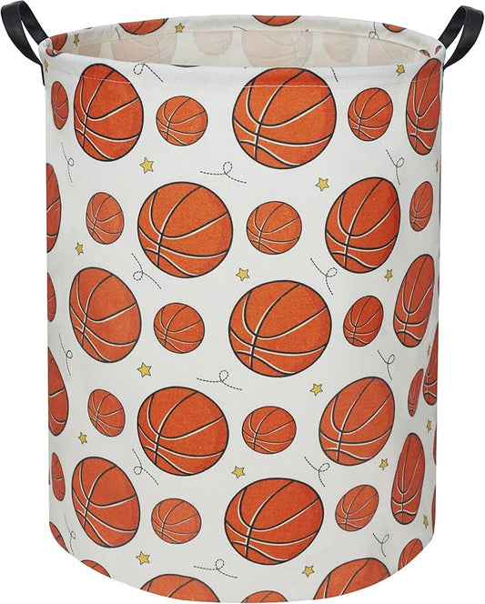 Basketball Kids Laundry Basket Baby Hamper Basketball Toy Storage Bin for Boys Room Decor Baby Nursery Hamper Gift Baskets for Bedroom Bathroom(Basketball)