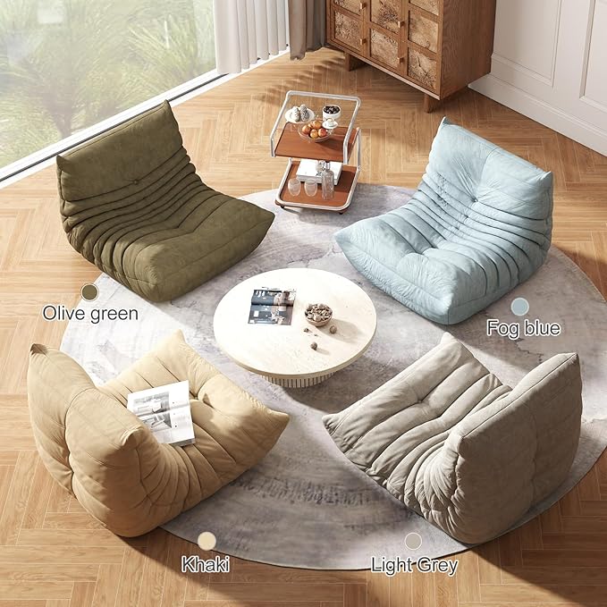 Bean Bag Chair for Adults, Bean Bag Sofa - Adult Size with Soft Waterproof Fabric for Living Room, Apartments, Reading Corner, Gaming, and Movie Venue (Olive Green)