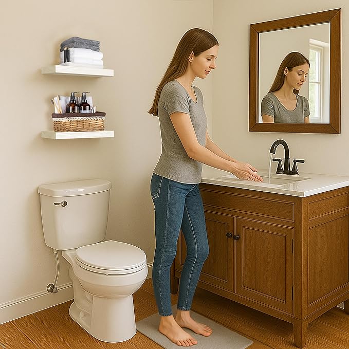 BGMG Wood Floating Shelves 18 inch,White Floating Shelves for Wall,Solid Wood Wall Shelves for Bathroom Living Room Bedroom Kitchen Farmhouse Set of 2-18x 6.7 x1.25 inch