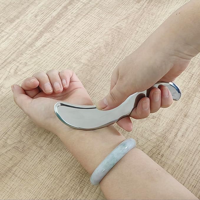 BYYDDIY 6.3 inch Hypoallergenic Titanium Gua Sha Muscle Scraper Tool,Muscle Scraping Tool (S-TI)