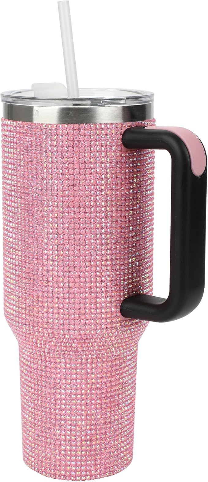 Bioworld Pink Rhinestone 40 Oz. Stainless Steel Tumbler