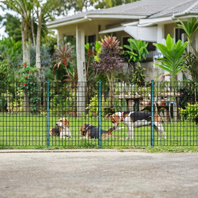 ARIFARO Fence Posts 3 Feet Sturdy Duty Metal Fencing Poles, Pack of 16, No Dig Garden U Post for Wire Fencing Steel Post for Yard, Outdoor Wire