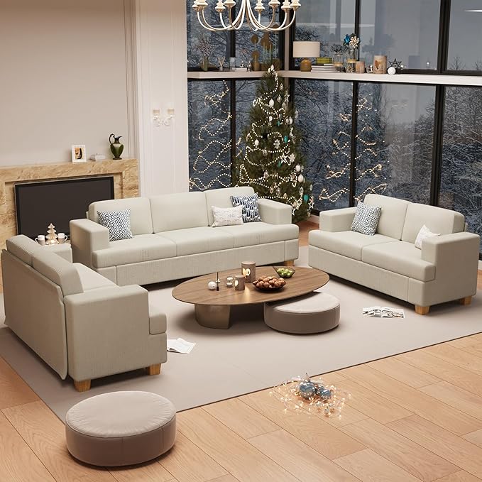 63" Corduroy Sofa Couch Loveseat for Living Room, Small Seep Seat Loveseat Sofa for Bedroom, Comfy Chenille Couch for Small Spaces, White Corduroy