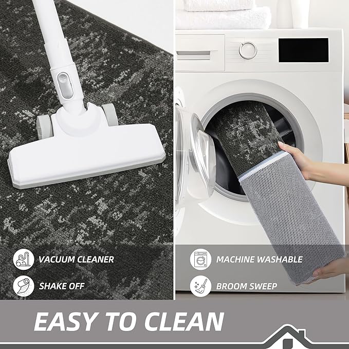 BEQHAUSE Dirt Trapper Door Mat 20"x32" Non-Slip Door Mats Washable Entryway Rugs Stain Resistant Doormat Absorbent Welcome Floor Mat for Front Back Door, Muddy Wet Shoes & Paws,Dark Grey