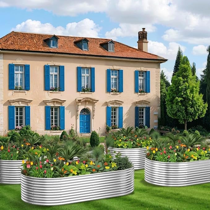 2 Pack 8x2FT Tall Galvanized Raised Garden Bed Outdoor,Metal Garden Bed for Vegetables,Steel Raised Beds for Gardening,Above Ground Garden Box for Flower-DW5