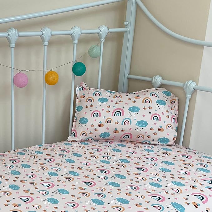 ALVABABY Toddler Pillowcases Fits 13 x 18,12x 16 Kids Pillow, 2 Pack Stretchy Soft Baby Pillow Cover Envelope Kids Pillowcases for Boys Girls Rainbow 2TPE04