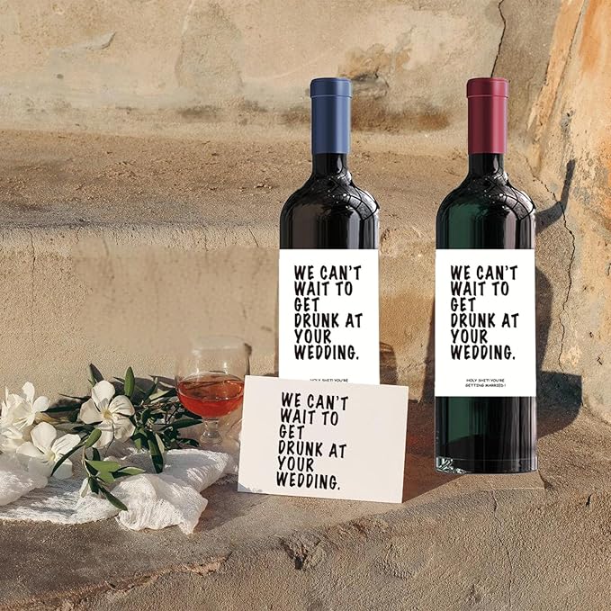 24 Pcs Funny Engagement Wine Label Her, Engagement Party Decorations Gifts for Engaged Couple Wine Bottle Stickers, Pairs Well with Getting Engaged Wine Bottle Labels.