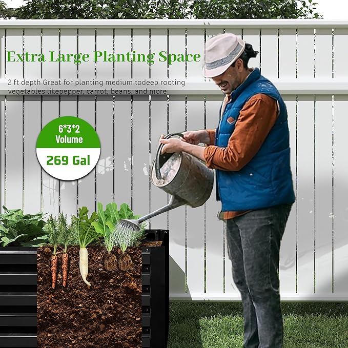 6x3x2 ft Raised Garden Bed, Large Metal Planter Raised Beds, Planters for Outdoor Plants for Vegetables, Flowers, Herbs, Fruits, and Succulents.(4 Pcs)