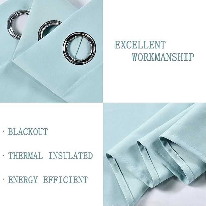 Aqua Valances for Kitchen Windows - Room Darkening Valances for Window with Grommet 42 by 18 Inch,1 Panels 42W x18 L