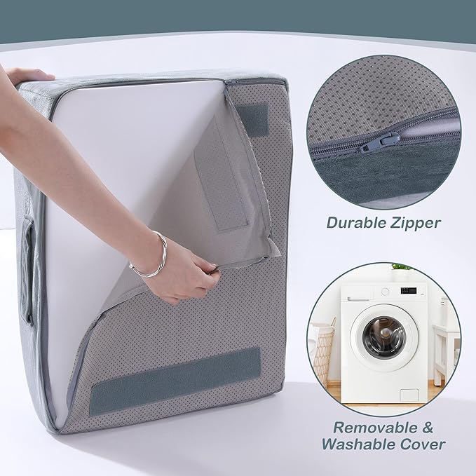 BALAPET Adjustable Leg Elevation Pillows, 10" Height Memory Foam Wedge Leg Rest Pillow for Circulation, Supportive Bolster Pillow for Pregnancy Relieves Pressure Hip Leg Elevation, Light Grey