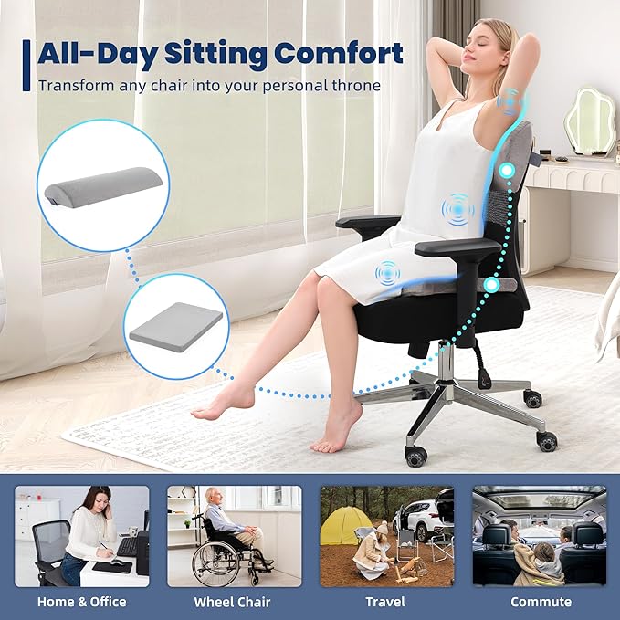 BDEUS 5pcs Orthopedic Bed Wedge Pillow Set, Memory Foam Wedge Pillow for Sleeping, Knee, Lumbar and Back Support Adjustable Bed Pillow, Deep Grey