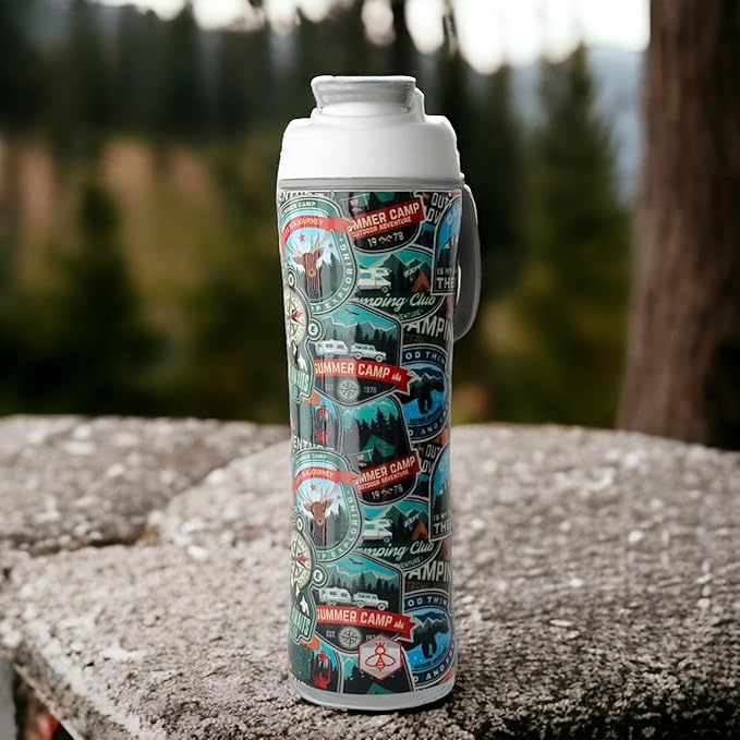 Biddlebee 24oz. BPA-Free Reusable Water Bottle with Wide-Mouth Chug Cap & Carry Handle | Perfect for Travel, Gym, School & Work | Proudly Made in USA | Cupholder Friendly, Fits in Backpack Pockets