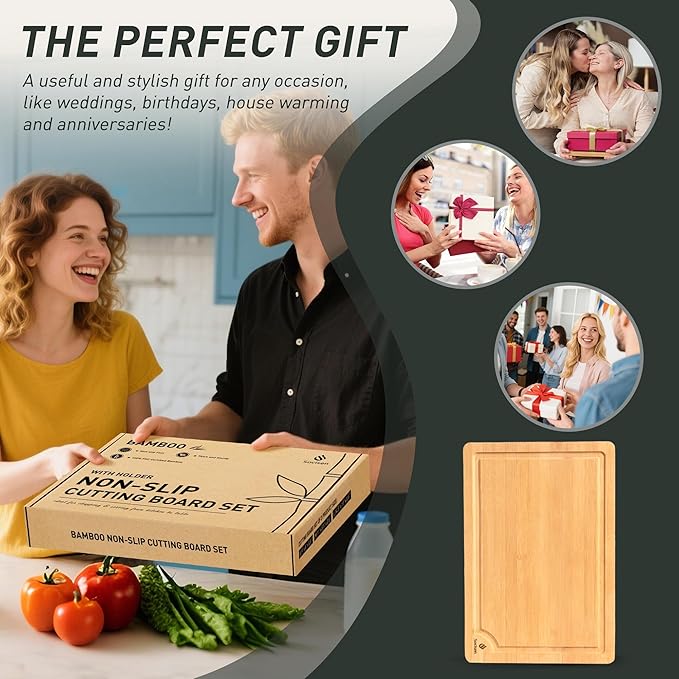 Bamboo Cutting Board Set Non Slip Feet Over Sink Chopping Board Christmas Xmas Birthday Day Gifts Ideas Grandmother Gigi Granny Nana Glamma Mawmaw Yaya Abuela Abuelita Mamaw Mimi Nonna Oma Meme