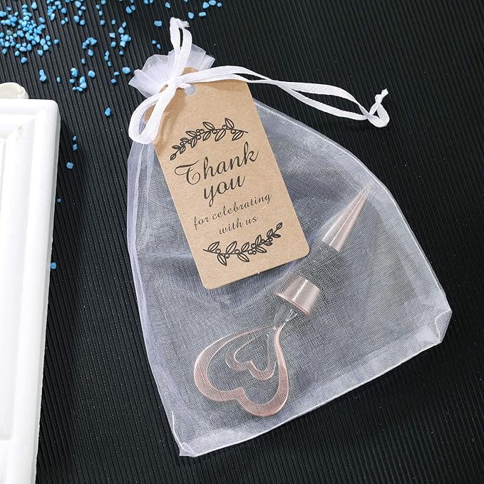 12PCS Valentine's Day Wedding Favors for Guests,Happy Birthday Graduation Gifts Double Heart Wine Bottle Stoppers Bridal Shower Anniversary Party Decor (12,Bronze Heart)