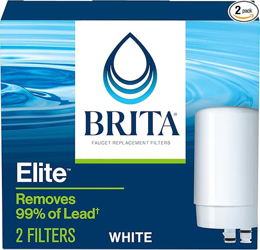 Brita Faucet Water Filter for Sink Water Filtration System, BPA-Free, Reduces Lead, Lasts Four Months or 100 Gallons, Includes 2 Filters, White