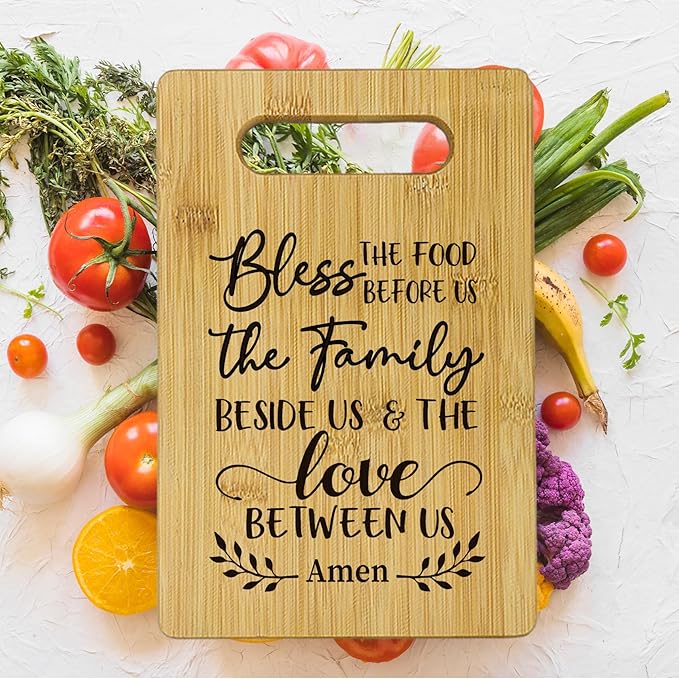 Bless the Food Before Us Cutting Boards for Kitchen, House Warming Gifts, Christian Religious Bamboo Cutting Board, Christian Decorative Cutting Boards for Kitchen, Bible Verse Gifts for Women