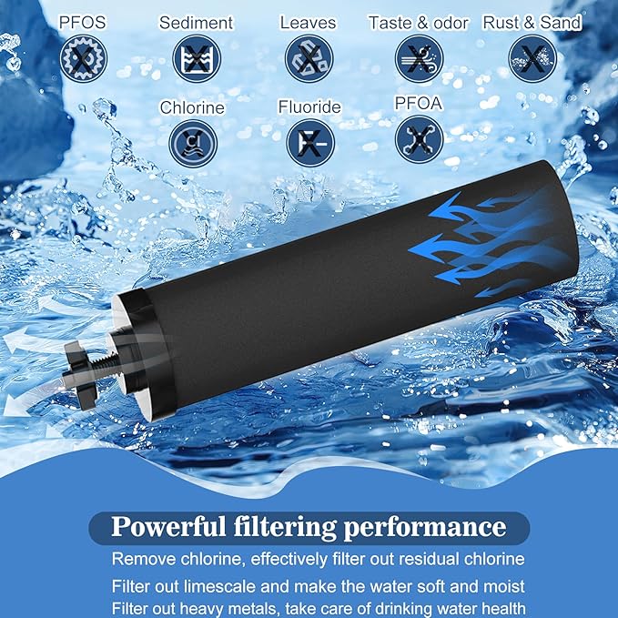 Black Filters 4 Pack by NSF/ANSI 42 Certified, Replacement for BB9-2® Purification Elements Filters, Compatible with Berkey Gravity Filtration System, Replacement for Berkey Black Filters