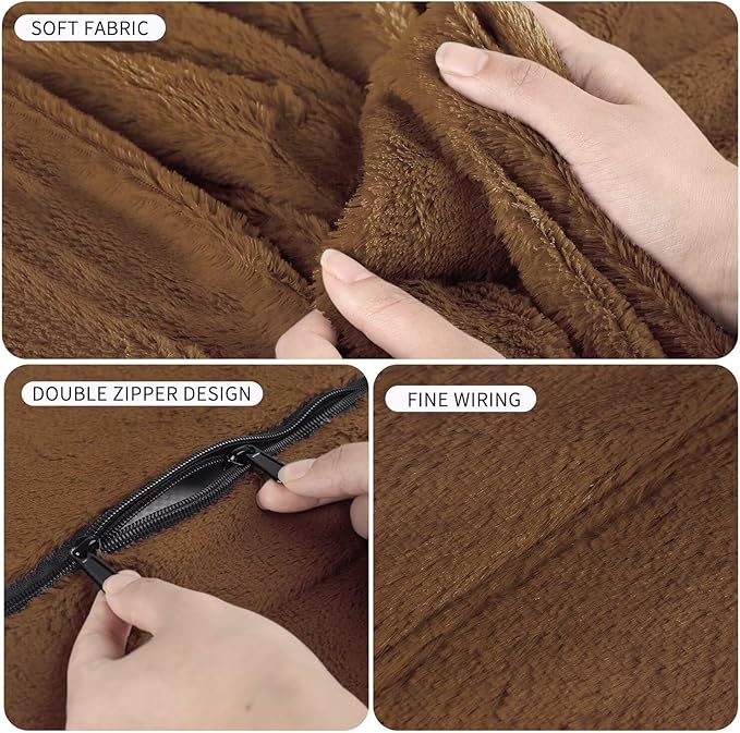 Bean Bag Chair for Adults 3FT,Soft Removable Cover for Teens/Girls Bedroom,Fluffy Giant Round Floor Beanbag Lounger Chairs (No Filler,Deep Coffee)