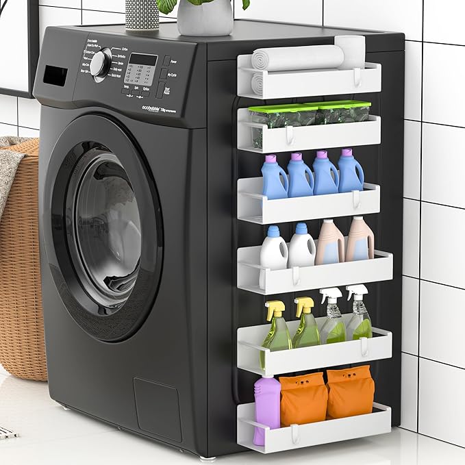 6 Pack Magnetic Spice Rack Organizer for Refrigerator and Oven, White Fridge Organizers and Storage for Kitchen