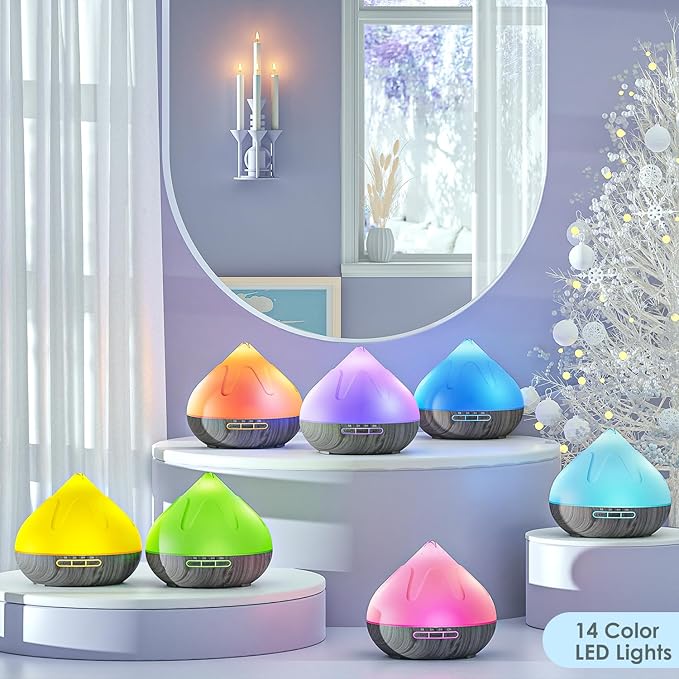 500ML Essential Oil Diffuser: Aroma Diffuser with Remote Control for Hotel Spa Yoga Room Humidifier with 14 Colors LED Night Light for Bedroom Home Relaxation, Black