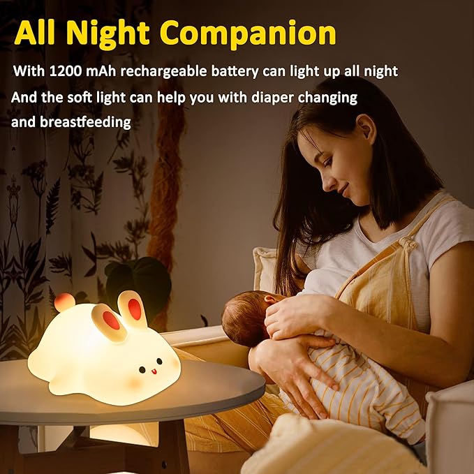 Bunny Gift for Girls, Bunny Night Lamp, Cute Table Lamp Gift for Kids Room Bedside, ABS+SIL, Touch Control, Birthday Gift for Boys and Girls (Bunny)...