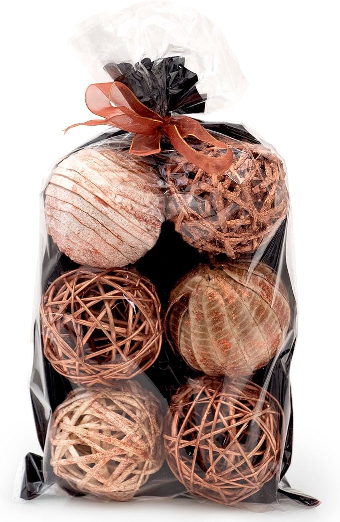 ANDALUCA Decorative Vase Filler Bag with Orbs, Balls (Rustic Copper)