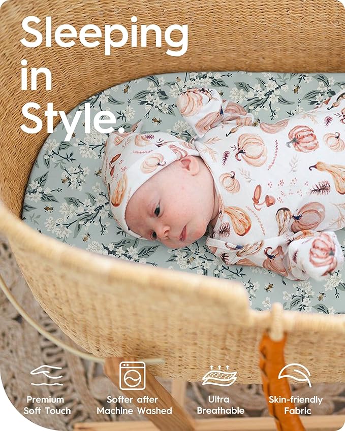 Bassinet Sheets for Baby Boy Girl, TotBasic Buttery Soft Universal Bassinet Fitted Sheet, Compatible with Halo, Mika Micky, Baby Delight, Dream On Me, Maxi COSI & More Bassinet Mattress