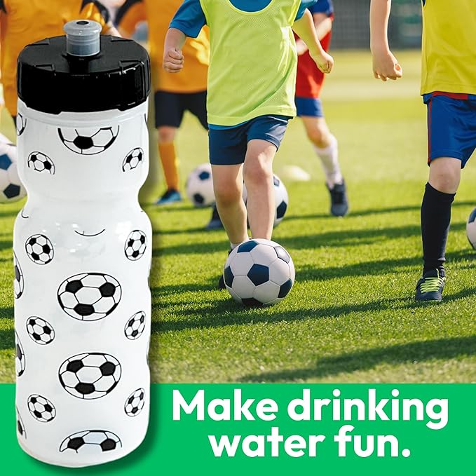 50 Strong Kids Water Bottle | 22 oz. BPA- Free Sports Squeeze Water Bottles with Pull Top Cap |Perfect Water Bottle for School | Reusable & Durable for Boys & Girls | Made in USA (Soccer)