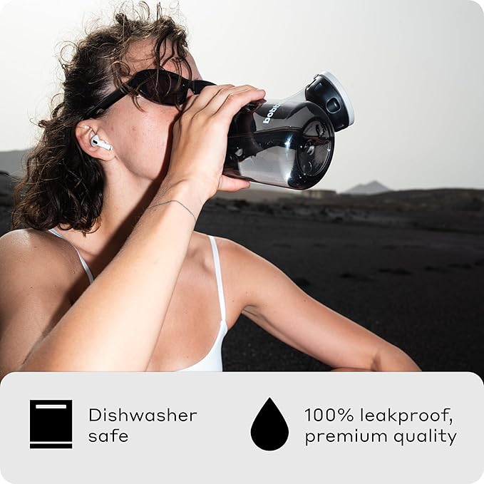 BOBBER 30 oz Tritan Water Bottle with Strainer Mesh, Premium Quality — BPA Free, Leak Proof & Dishwasher Safe Sports Water Bottle — Lightweight Portable No Spill Water Bottle for Adults (Black)