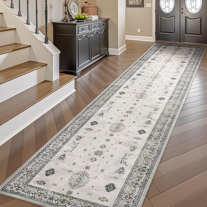 AMOAMI Vintage 3X10 Runner Rug Non Slip Soft Runners for Hallways Washable Hallway Runner Bedside Rugs for Bedroom Long Rug for Hallways Entryway Laundry Room Stair Kitchen Bathroom