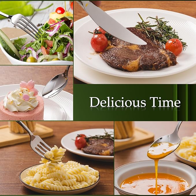 Aisoso 40-Piece High-End Silverware Set with Stone Patterned Handle Mirror Finished Stainless Steel Serving Utensils for 8, Durability and Dishwasher Safe for Home, Restaurant, Weddings