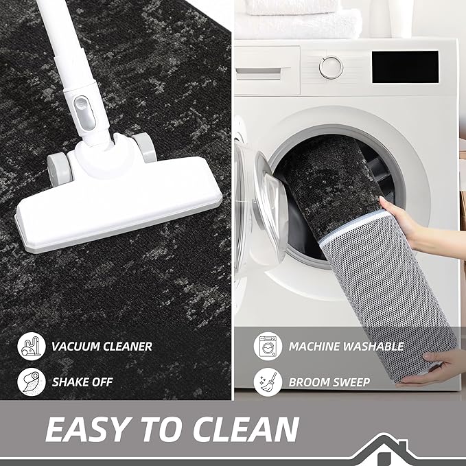 BEQHAUSE Dirt Trapper Door Mat 24"x36" Non-Slip Door Mats Washable Entryway Rugs Stain Resistant Doormat Absorbent Welcome Floor Mat for Front Back Door, Muddy Wet Shoes & Paws,Black