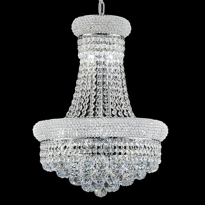 10 - Light Unique Empire Crystal Chandelier for Dining Room Foyer Entryway Living Room Bedroom Chrome Finish