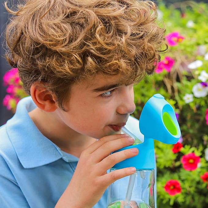 b.box Tritan Drink Bottle for Kids Toddlers, Water Bottle w/Flip Straw and Spill Proof Lid, Cool Modern Child Friendly Design, Best for After Sippy Cup, BPA Free Plastic, 15oz, Ocean Breeze