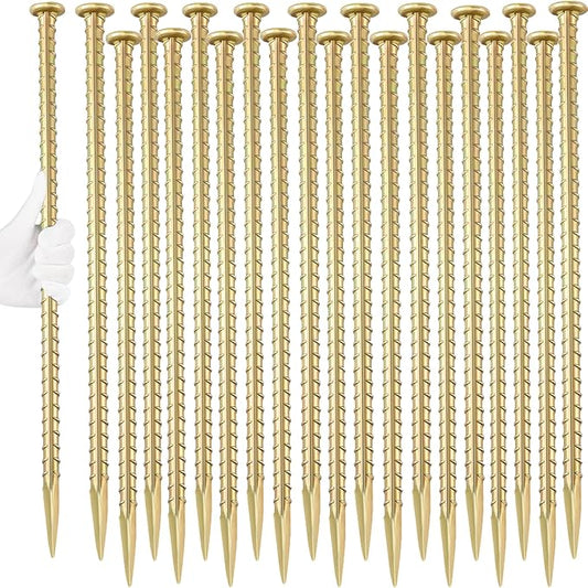 16 Inch Rebar Stakes (20 Pack) 1/2 Inch Diameter Galvanized Steel Ground Anchors Heavy Duty Anchoring Spikes for Speed Bump, Parking Curb and Tent